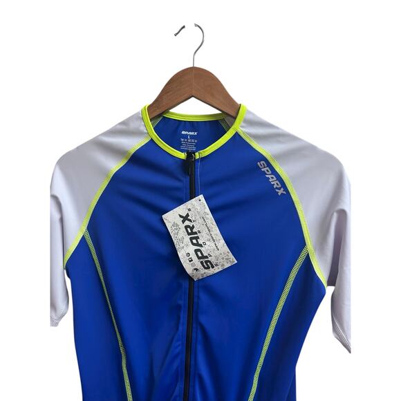 NWT SPARX Men’s Triathlon Skinsuit Large Blue Cycling / Tri Suit Zip Front - Picture 9 of 14